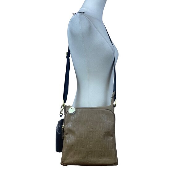 Steve Madden Women’s Tan Faux Leather Tassel Accent Adjustable Strap Crossbody - Picture 6 of 13
